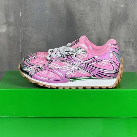 Bottega Veneta Pink and Silver Women's Sneakers - Picture 1 of 5